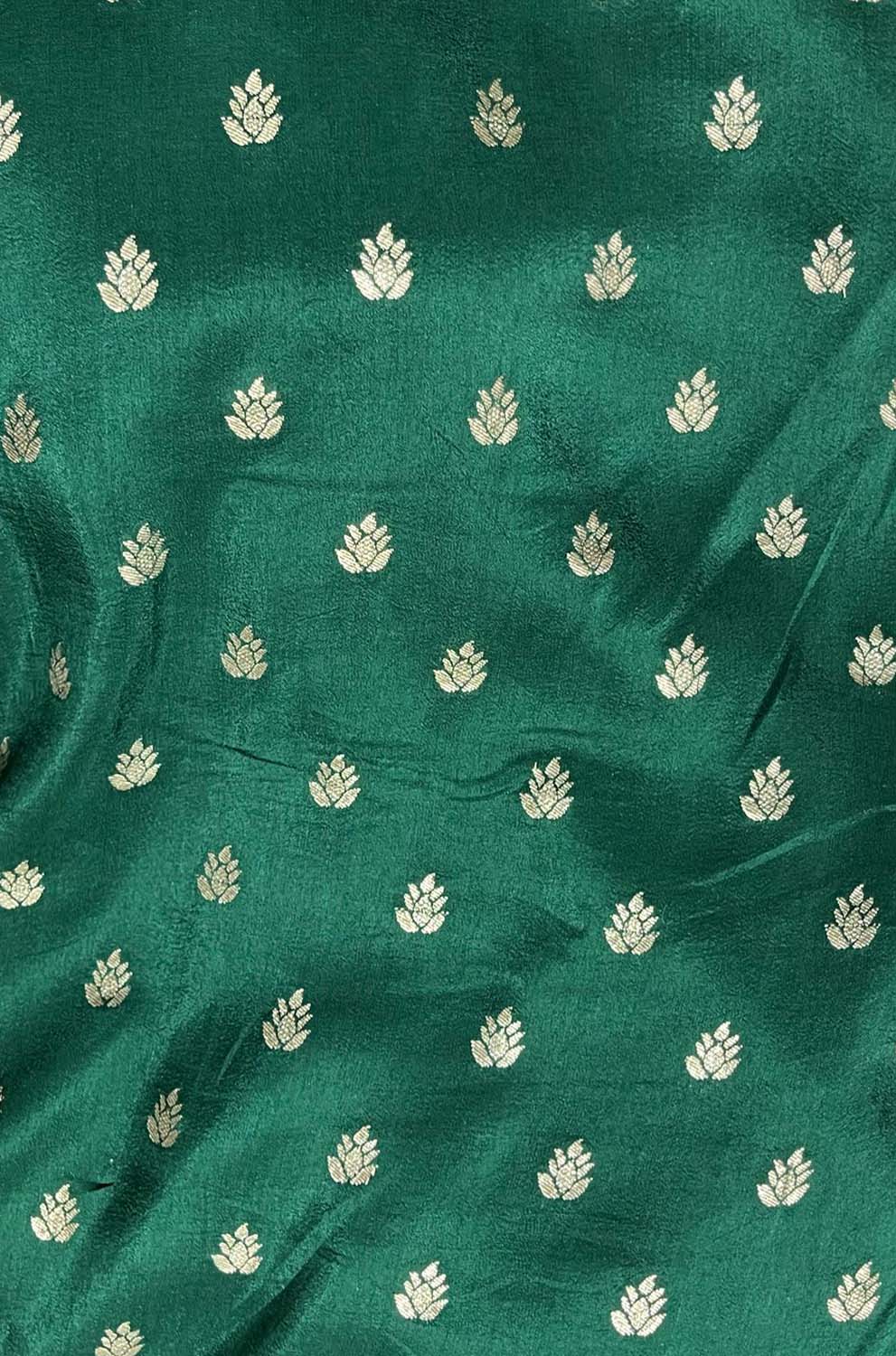 Green Banarasi Silk Fabric ( 1 Mtr ) - Luxurion World