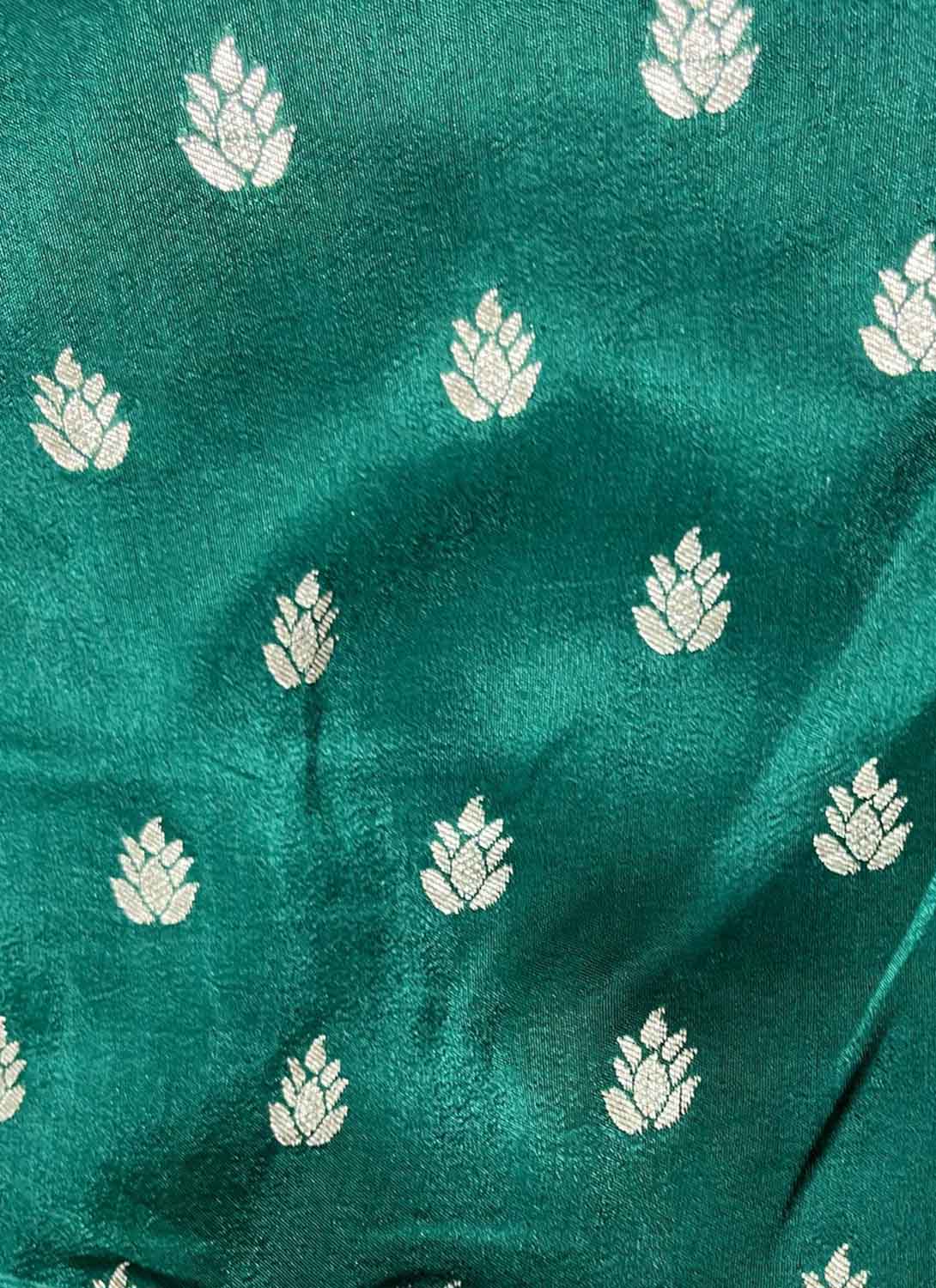 Green Banarasi Silk Fabric ( 1 Mtr ) - Luxurion World
