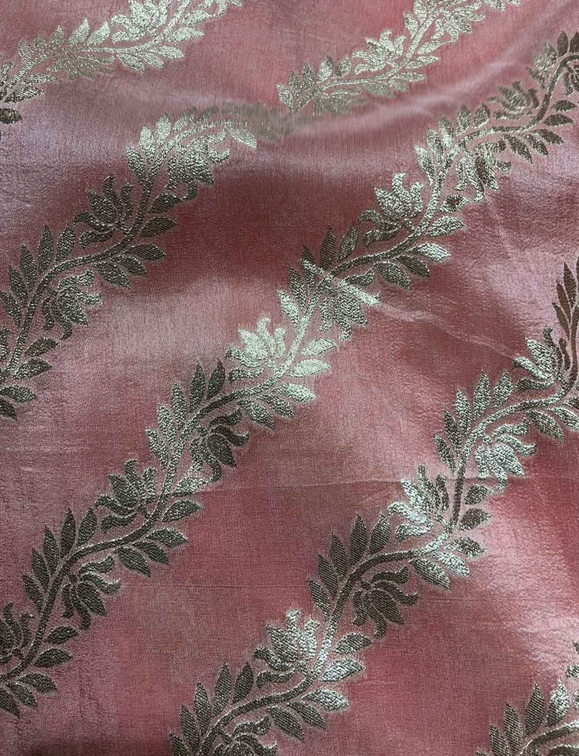 Pink Banarasi Silk Fabric ( 1 Mtr ) - Luxurion World