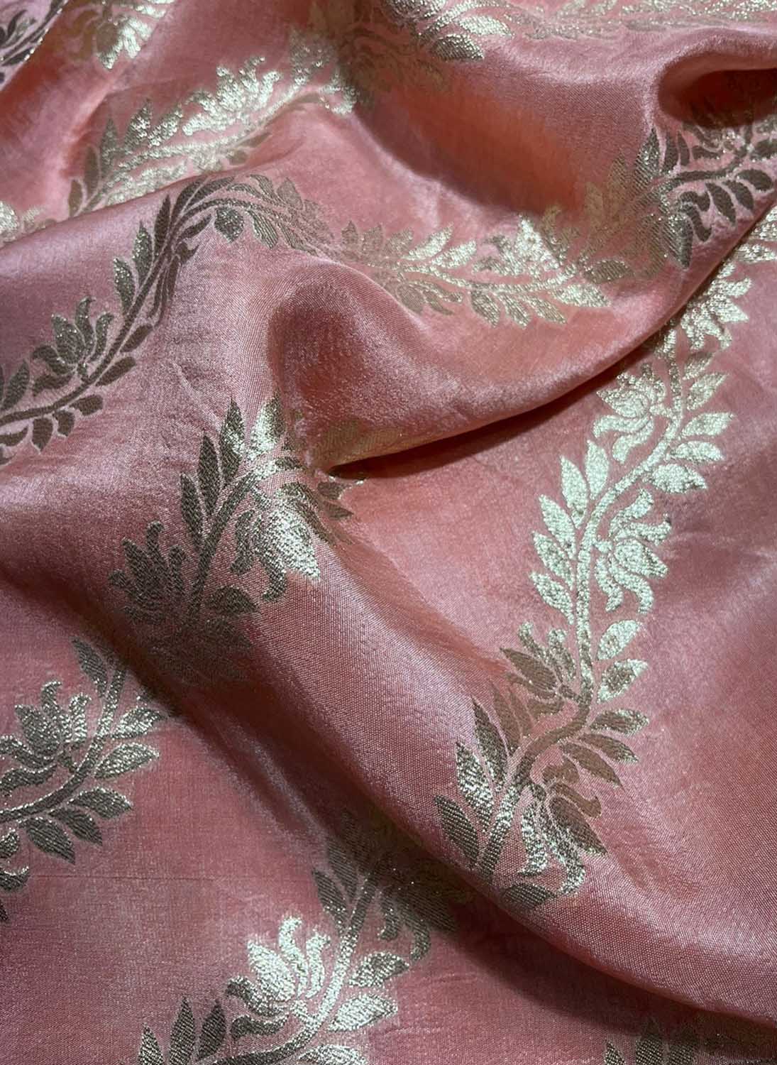 Pink Banarasi Silk Fabric ( 1 Mtr ) - Luxurion World