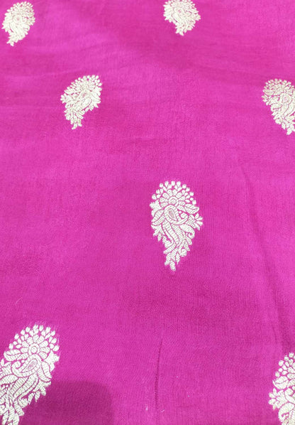 Pink Banarasi Silk Zari Fabric ( 1 Mtr )