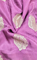 Purple Banarasi Silk Zari Fabric ( 1 Mtr ) - Luxurion World