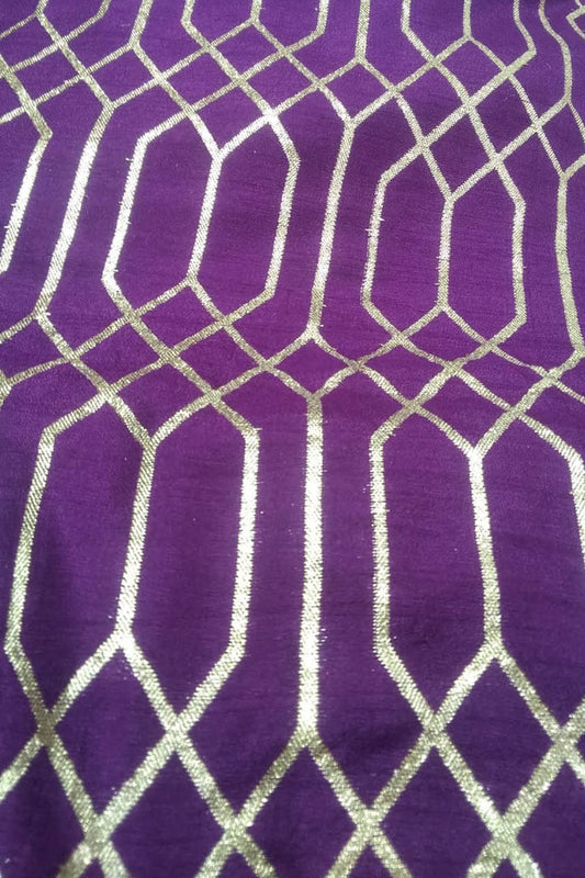 Purple Banarasi Dola Silk Fabric ( 1 Mtr ) - Luxurion World