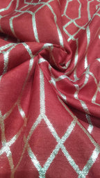 Red Banarasi Dola Silk Fabric ( 1 Mtr ) - Luxurion World