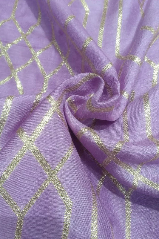 Purple Banarasi Dola Silk Fabric ( 1 Mtr ) - Luxurion World