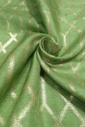 Green Banarasi Dola Silk Fabric ( 1 Mtr ) - Luxurion World