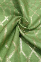 Green Banarasi Dola Silk Fabric ( 1 Mtr ) - Luxurion World