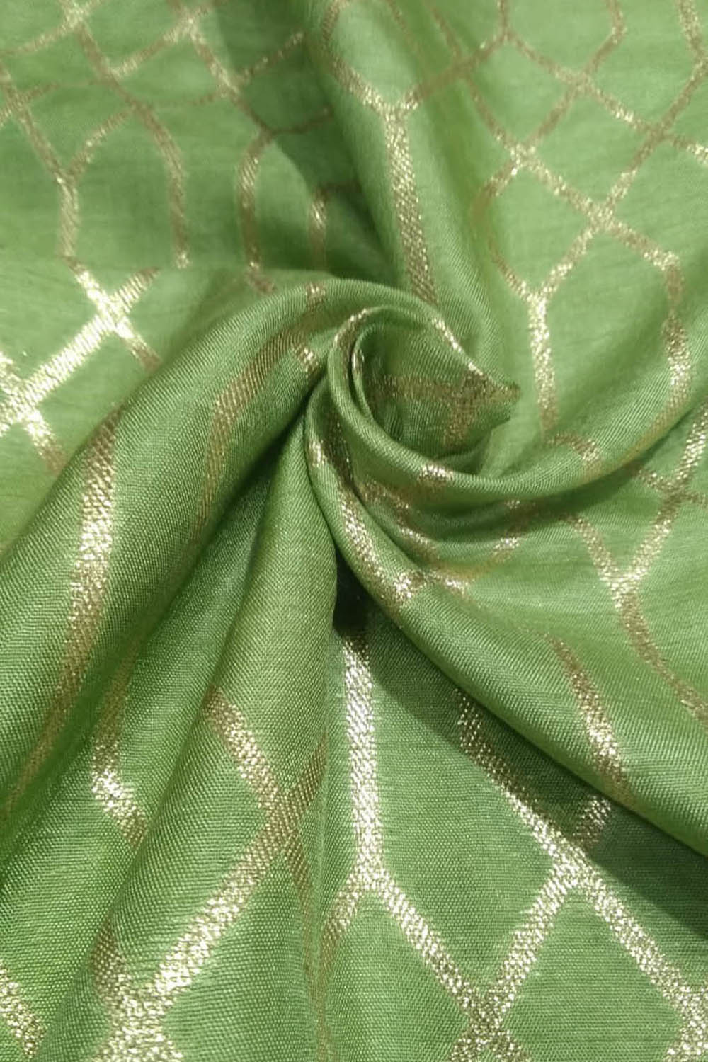 Green Banarasi Dola Silk Fabric ( 1 Mtr ) - Luxurion World