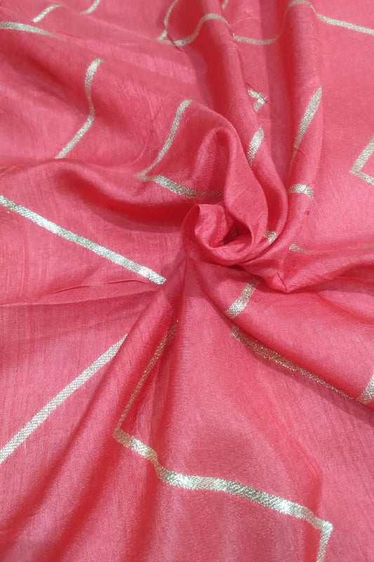 Pink Banarasi Dola Silk Fabric ( 1 Mtr ) - Luxurion World