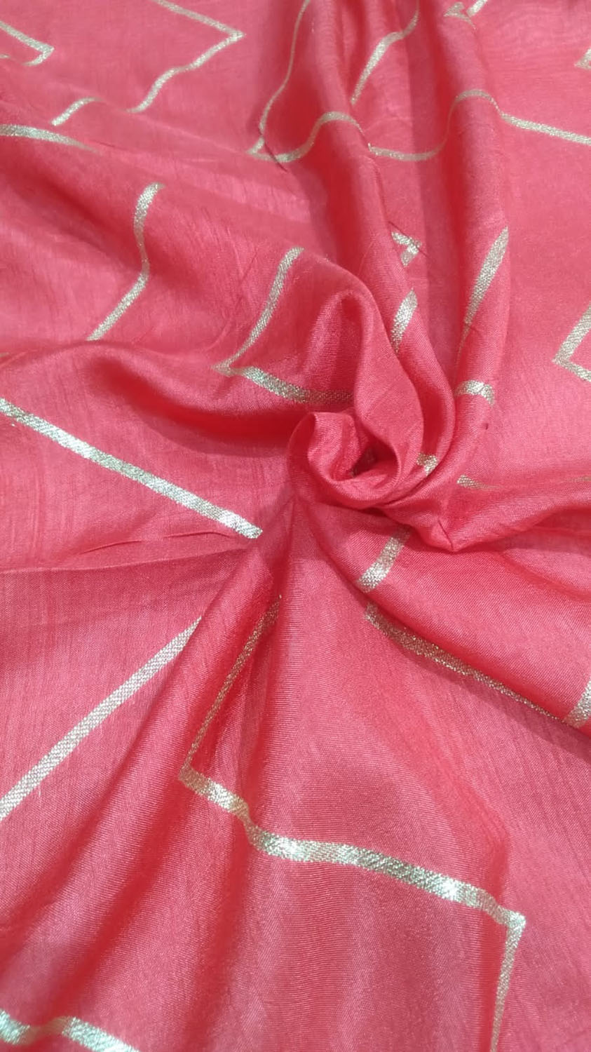 Pink Banarasi Dola Silk Fabric ( 1 Mtr ) - Luxurion World
