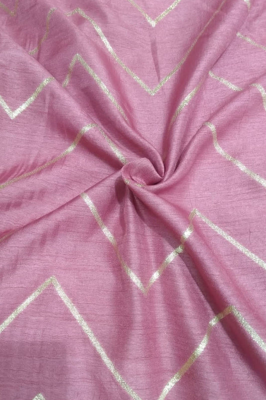 Pink Banarasi Dola Silk Fabric ( 1 Mtr ) - Luxurion World