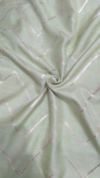 Green Banarasi Dola Silk Fabric ( 1 Mtr ) - Luxurion World