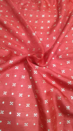Red Banarasi Dola Silk Fabric ( 1 Mtr ) - Luxurion World
