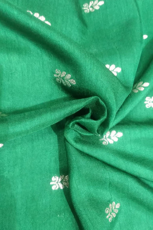 Green Banarasi Dola Silk Fabric ( 1 Mtr ) - Luxurion World