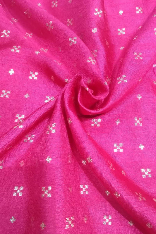 Pink Banarasi Dola Silk Fabric ( 1 Mtr ) - Luxurion World
