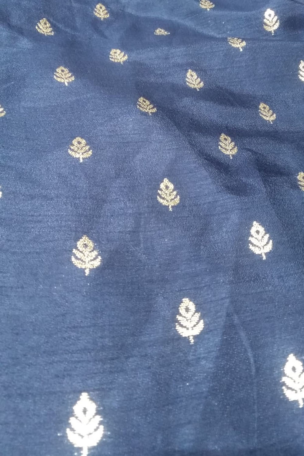 Blue Banarasi Dola Silk Fabric ( 1 Mtr )