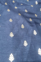 Blue Banarasi Dola Silk Fabric ( 1 Mtr ) - Luxurion World
