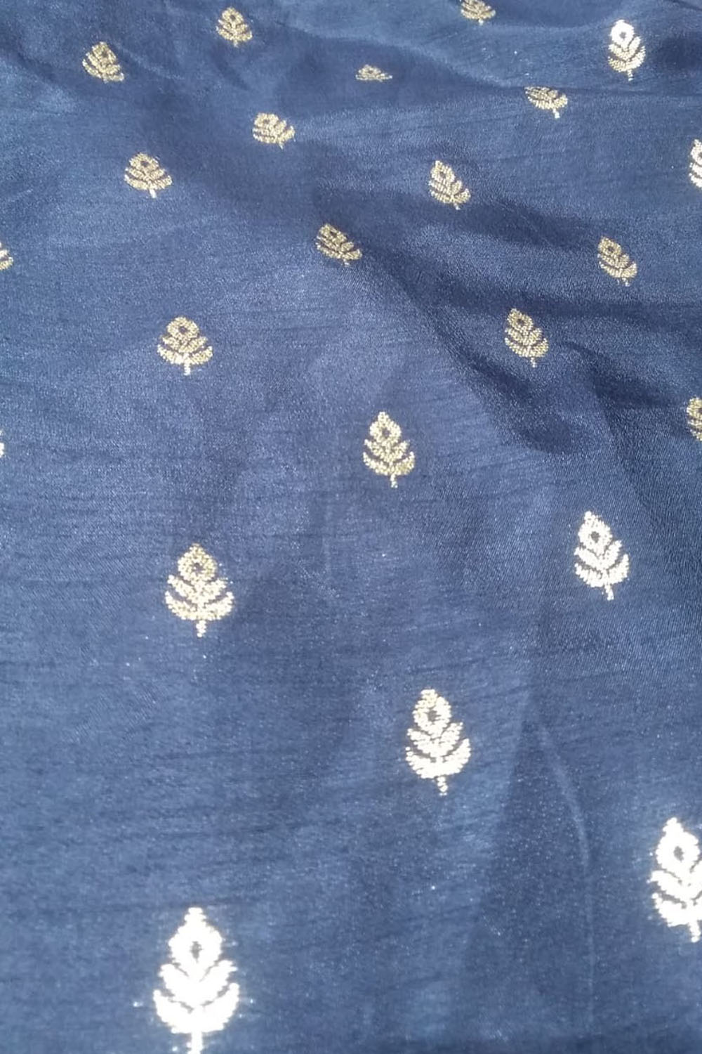 Blue Banarasi Dola Silk Fabric ( 1 Mtr ) - Luxurion World