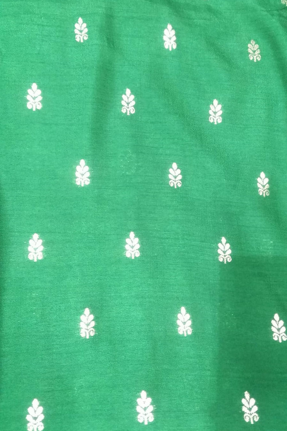Green Banarasi Dola Silk Fabric ( 1 Mtr ) - Luxurion World