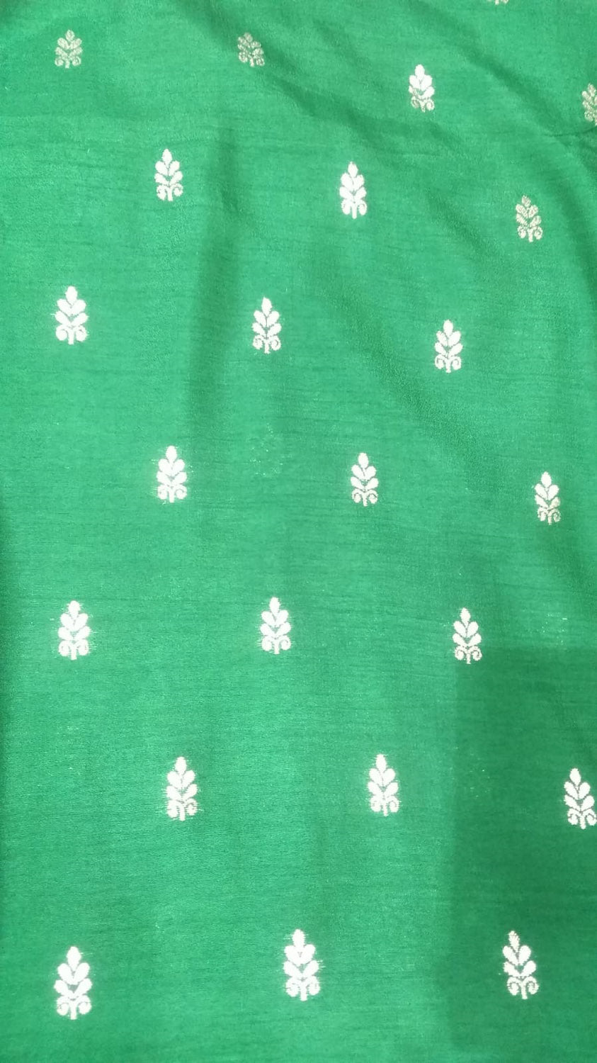 Green Banarasi Dola Silk Fabric ( 1 Mtr ) - Luxurion World