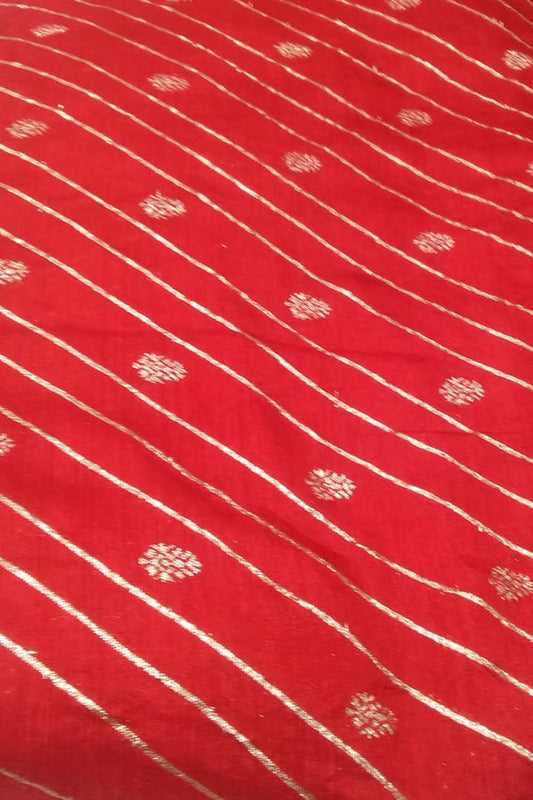 Red Banarasi Dola Silk Fabric ( 1 Mtr ) - Luxurion World