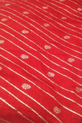 Red Banarasi Dola Silk Fabric ( 1 Mtr ) - Luxurion World