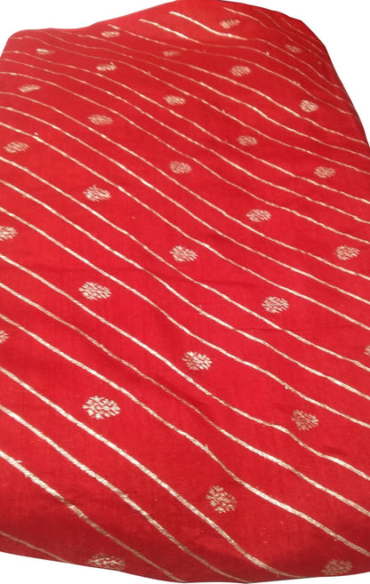 Red Banarasi Dola Silk Fabric ( 1 Mtr ) - Luxurion World