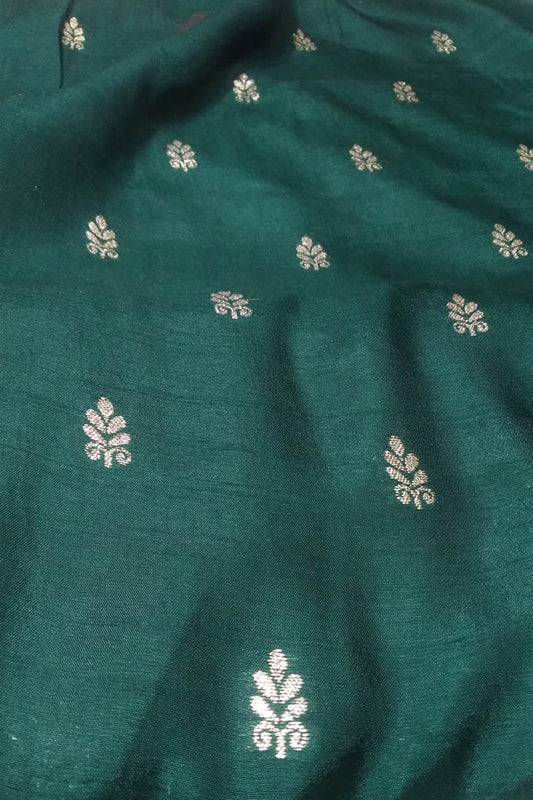 Green Banarasi Dola Silk Fabric ( 1 Mtr ) - Luxurion World