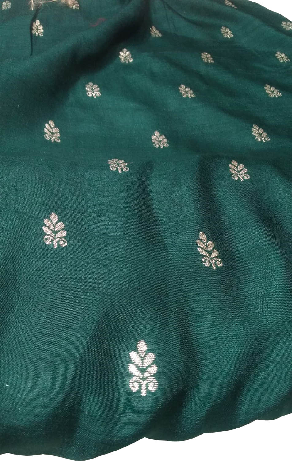 Green Banarasi Dola Silk Fabric ( 1 Mtr ) - Luxurion World