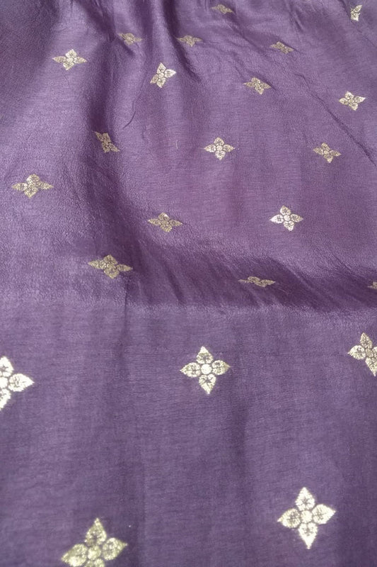 Purple Banarasi Dola Silk Fabric ( 1 Mtr ) - Luxurion World