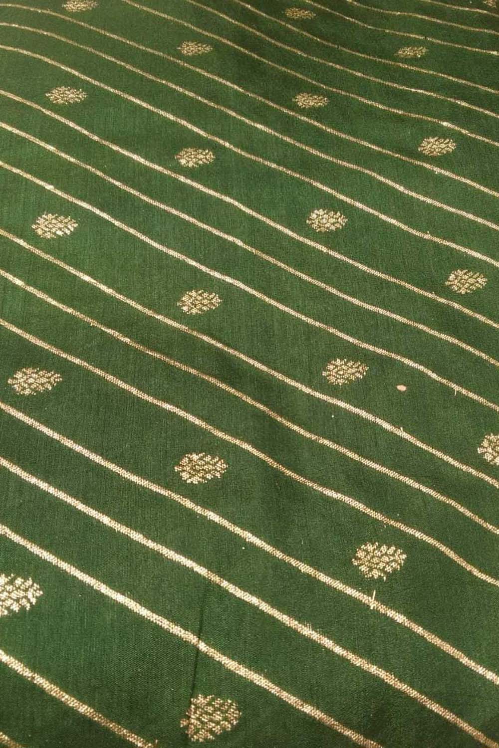 Green Banarasi Dola Silk Fabric ( 1 Mtr ) - Luxurion World