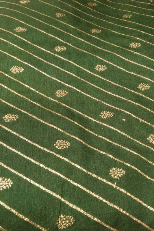 Green Banarasi Dola Silk Fabric ( 1 Mtr ) - Luxurion World