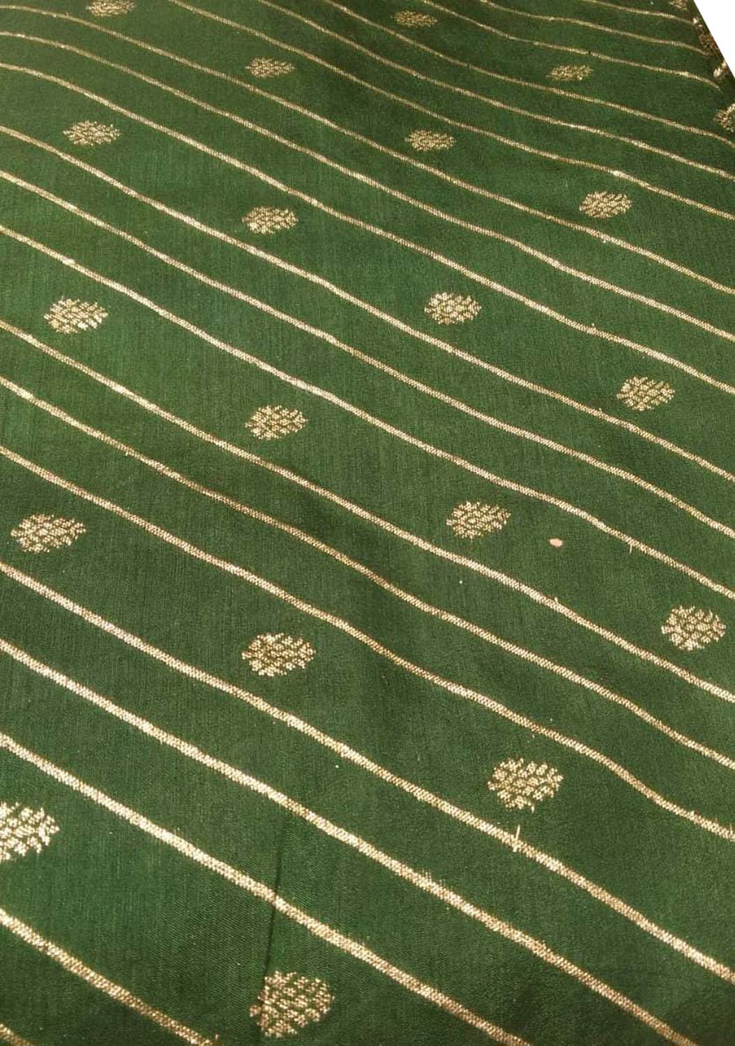 Green Banarasi Dola Silk Fabric ( 1 Mtr ) - Luxurion World