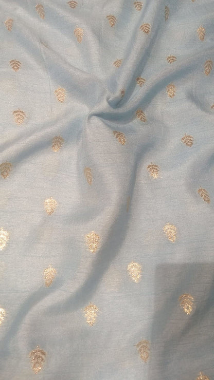 Blue Banarasi Dola Silk Fabric ( 1 Mtr )