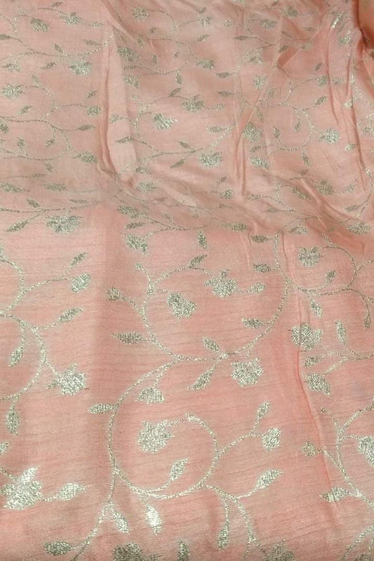 Pink Banarasi Dola Silk Fabric ( 1 Mtr ) - Luxurion World