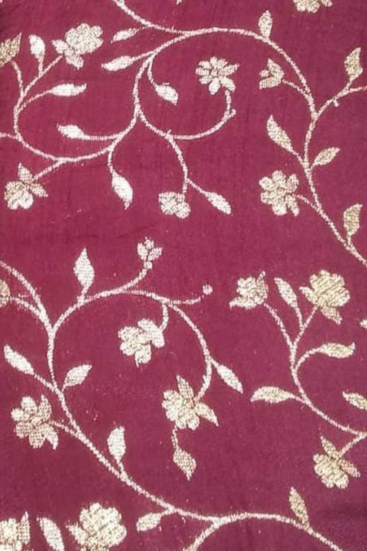 Maroon Banarasi Dola Silk Fabric ( 1 Mtr ) - Luxurion World