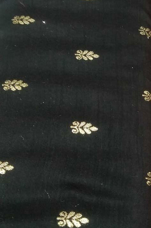 Black Banarasi Dola Silk Fabric ( 1 Mtr ) - Luxurion World
