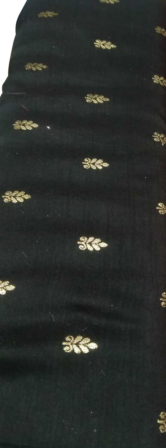 Black Banarasi Dola Silk Fabric ( 1 Mtr ) - Luxurion World
