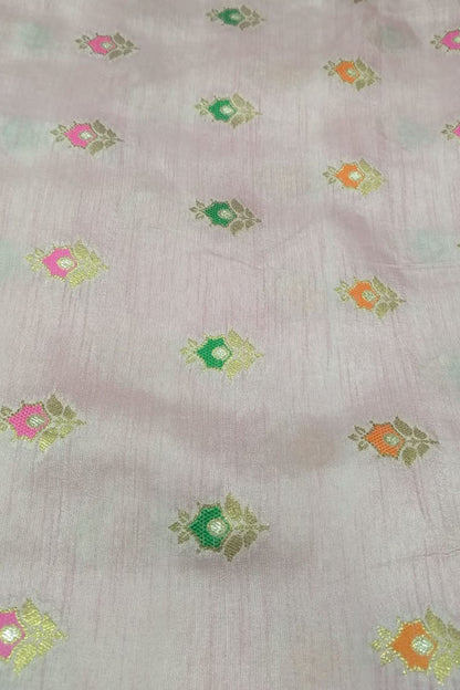 Pastel Banarasi Meenakari Dola Silk Fabric ( 1 Mtr ) - Luxurion World