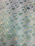 Blue Banarasi Silk Zari Work Fabric ( 1 Mtr ) - Luxurion World