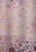 Pink Banarasi Silk Zari Work Fabric ( 1 Mtr ) - Luxurion World