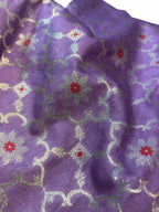 Purple Banarasi Chiniya Silk Cotton Meenakari Fabric ( 1 Mtr ) - Luxurion World