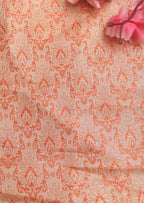 Orange Banarasi Brocade Silk Fabric ( 1 Mtr ) - Luxurion World