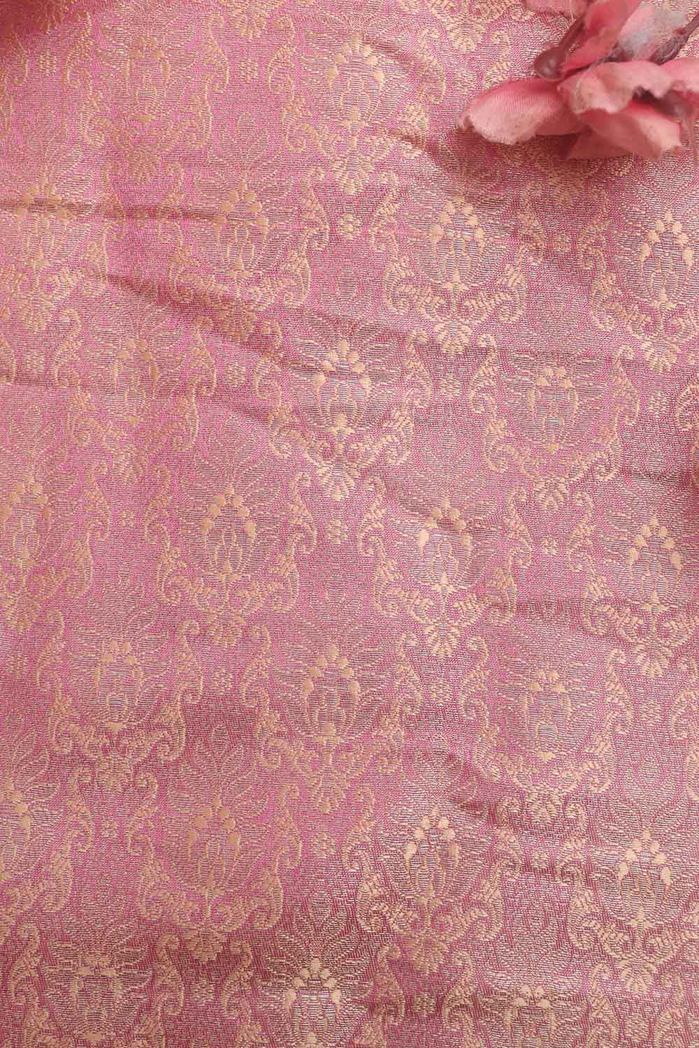 Pink Banarasi Brocade Silk Fabric ( 1 Mtr ) - Luxurion World