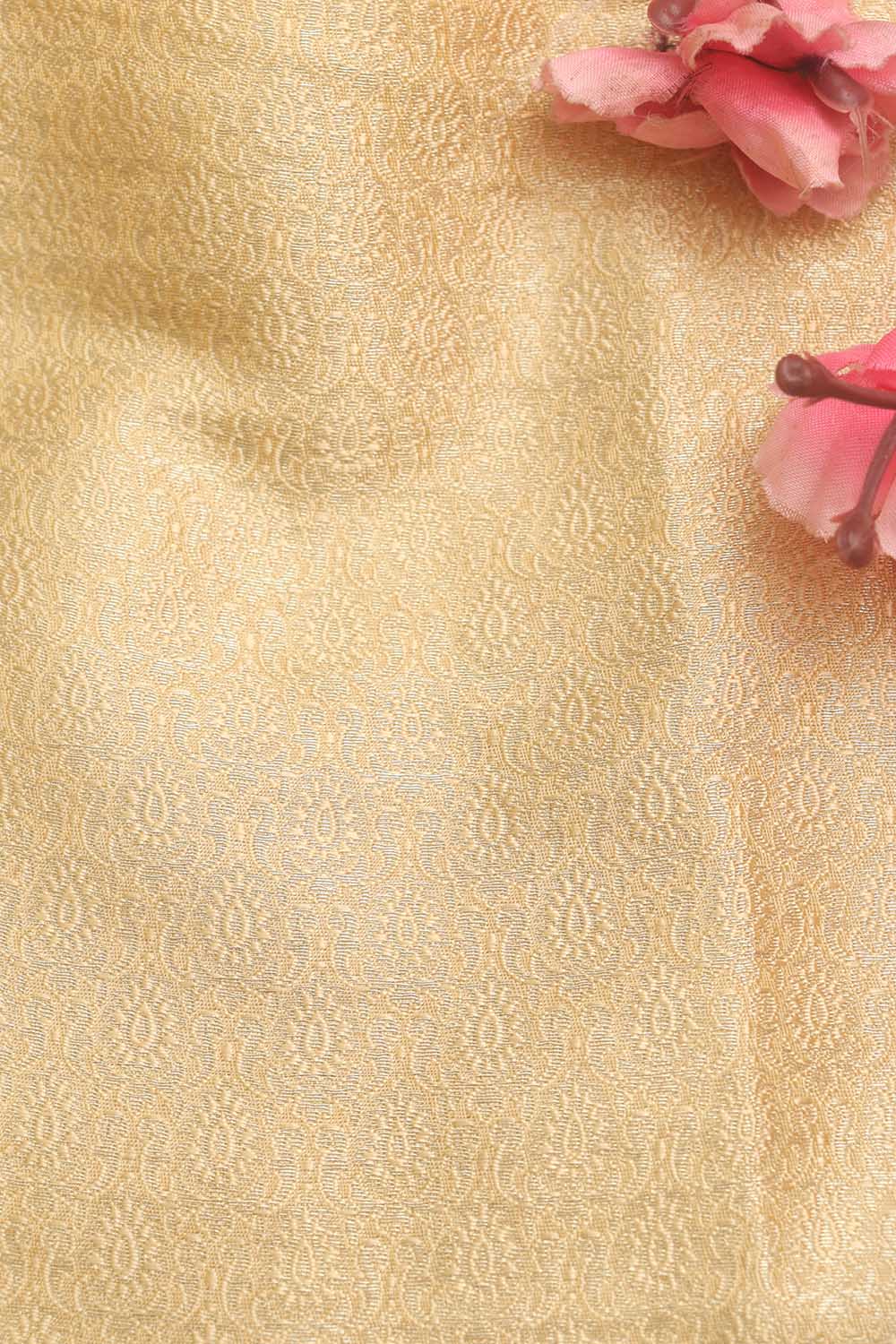 Golden Banarasi Brocade Silk Fabric ( 1 Mtr ) - Luxurion World