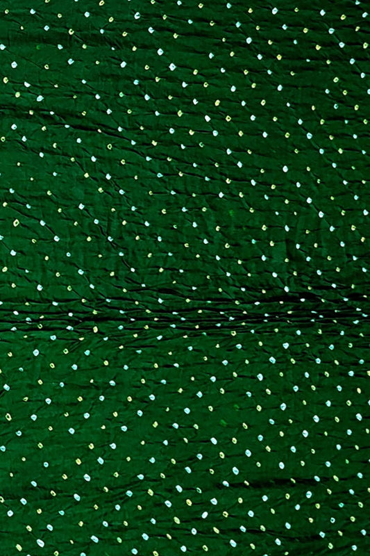Green Bandhani Pure Gajji Silk Fabric ( 3 Mtr )