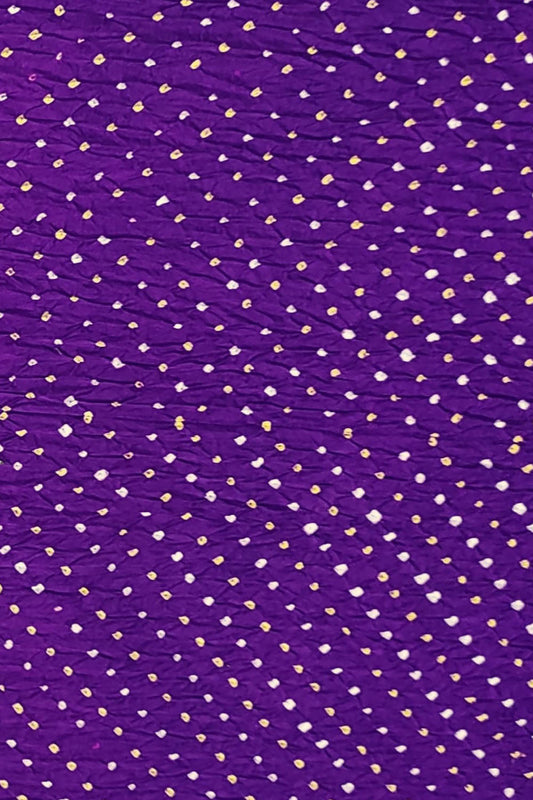 Purple Bandhani Pure Gajji Silk Fabric ( 3 Mtr ) - Luxurion World