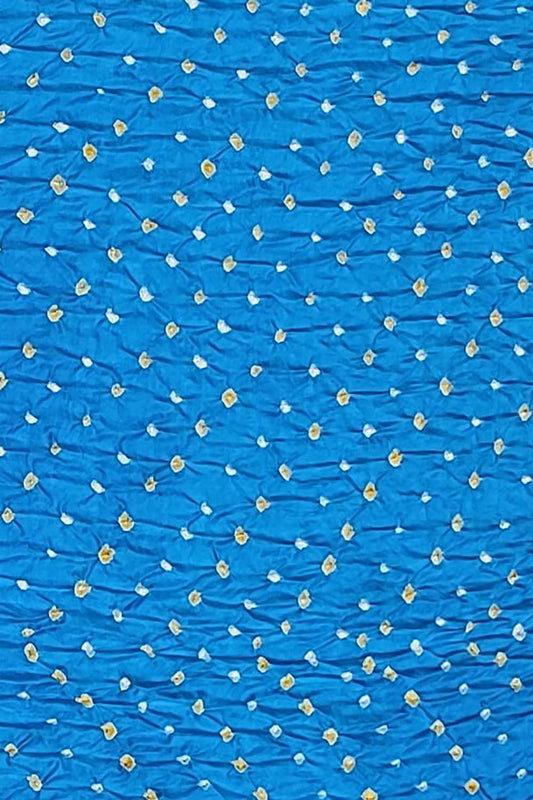 Blue Bandhani Pure Gajji Silk Fabric ( 3 Mtr ) - Luxurion World