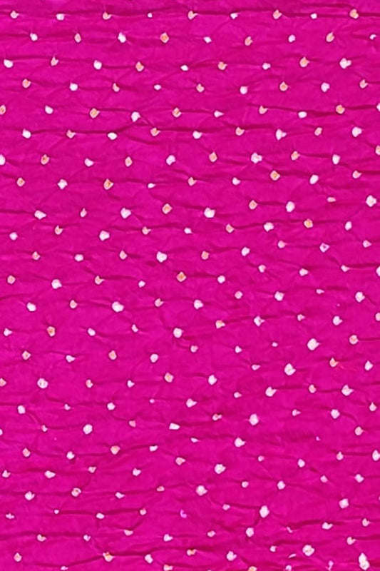 Pink Bandhani Pure Gajji Silk Fabric ( 3 Mtr )