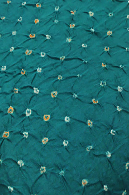 Blue Bandhej Cotton Silk Fabric ( 1 Mtr )
